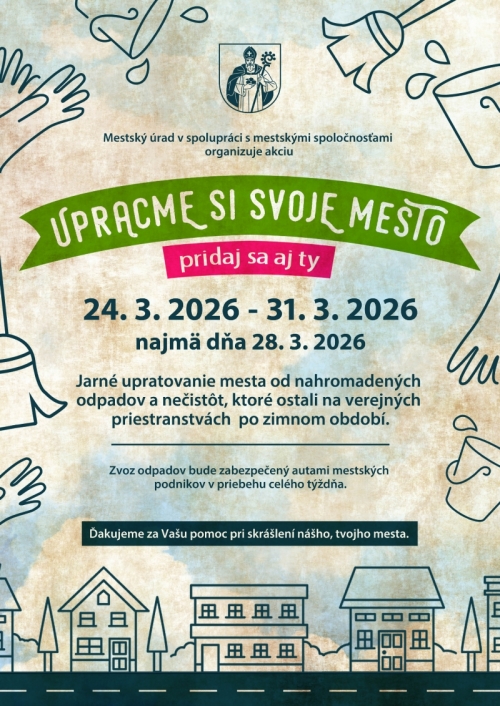 Jarné upratovanie - „Upracme si svoje mesto, pridaj sa aj ty“ - 24.-31.3.2026